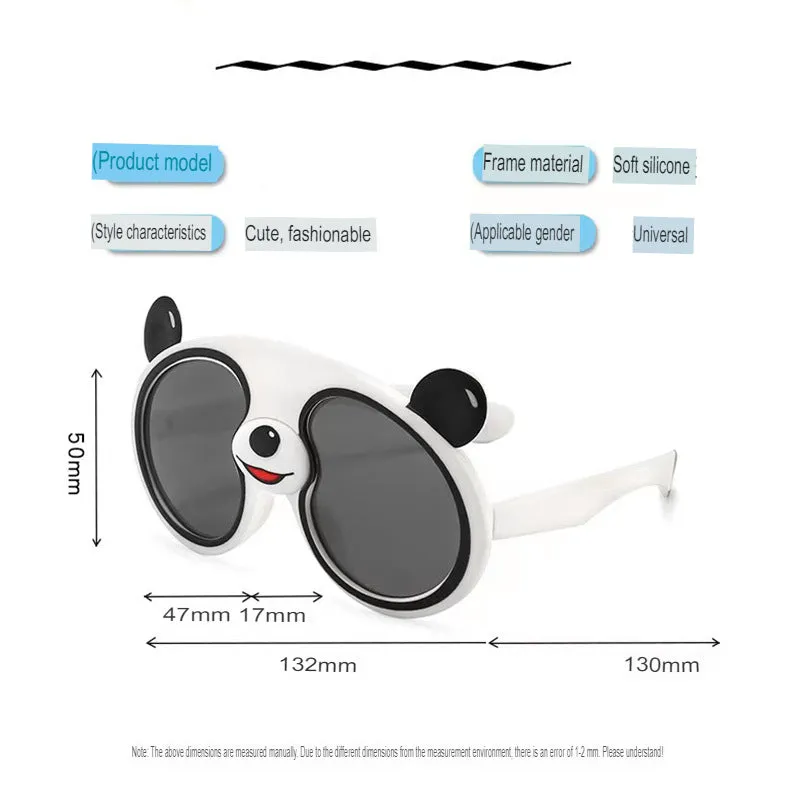 New Cartoon Panda Silicone Sunglasses Children's Outdoor Polarized Sunglasses Cute Party Glasses