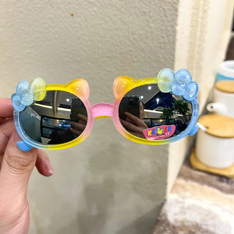 New Colorful Color Film Children's Sunglasses Gradient Bow Big Ears Children's Sunglasses Cute Glasses Trend