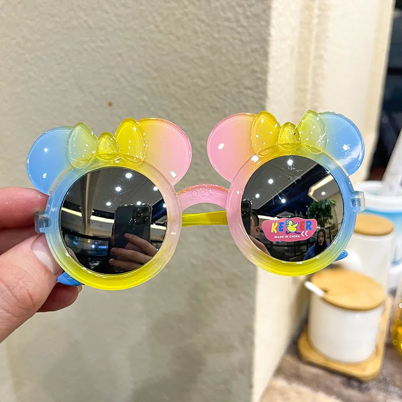 New Colorful Color Film Children's Sunglasses Gradient Bow Big Ears Children's Sunglasses Cute Glasses Trend