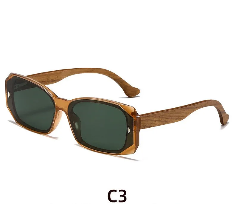 New women's small frame trendy sunglasses, retro bamboo wood sunglasses, personalized polarized sunglasses