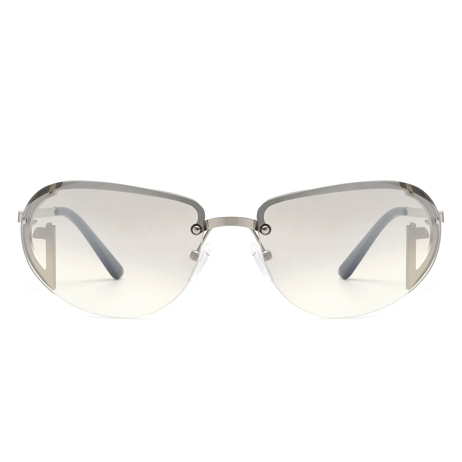 Oceandew - Retro Rimless Oval Tinted Round Sunglasses