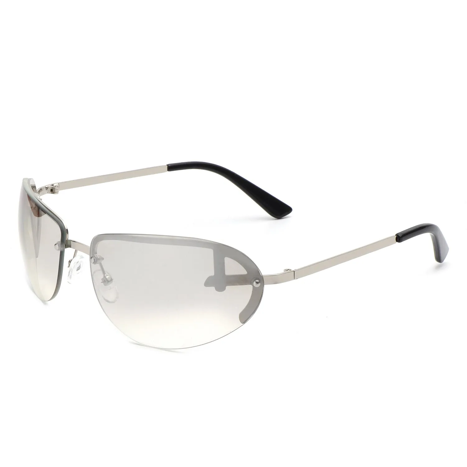 Oceandew - Retro Rimless Oval Tinted Round Sunglasses