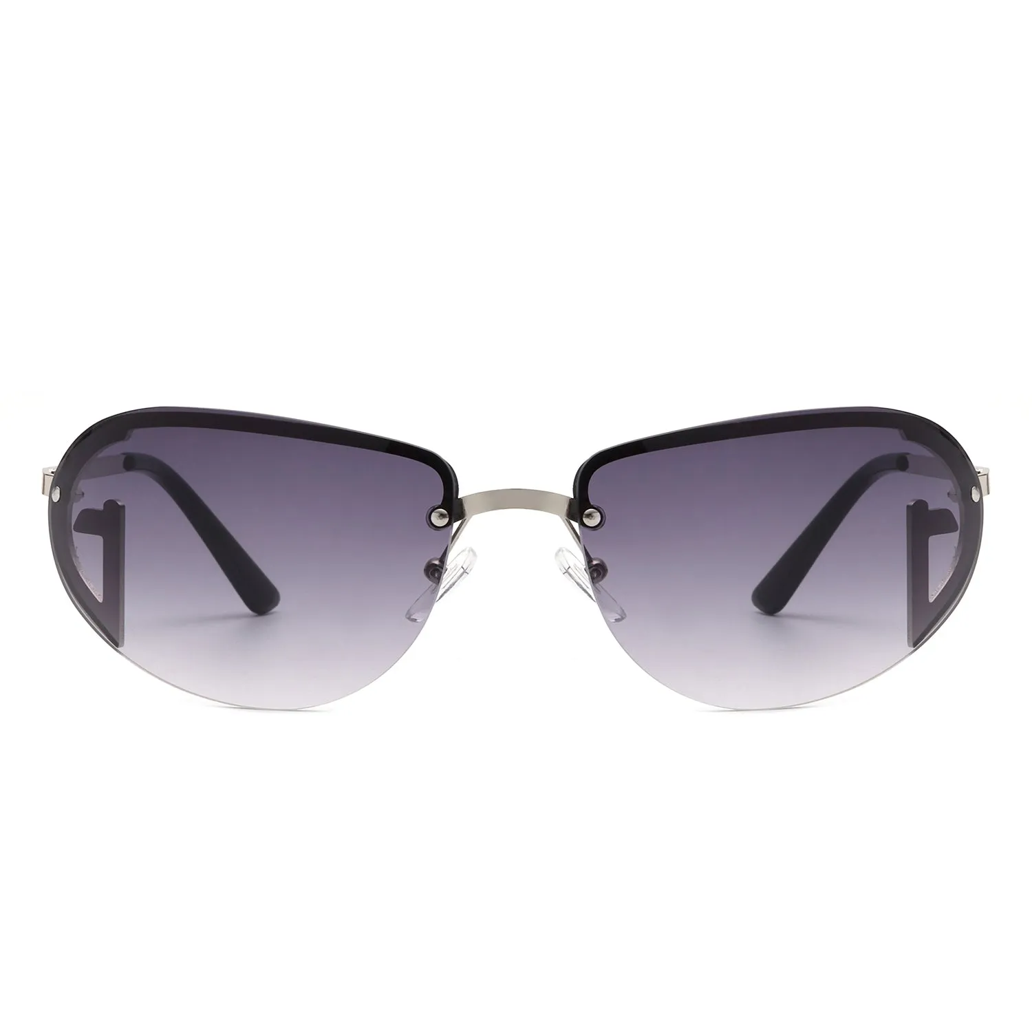 Oceandew - Retro Rimless Oval Tinted Round Sunglasses