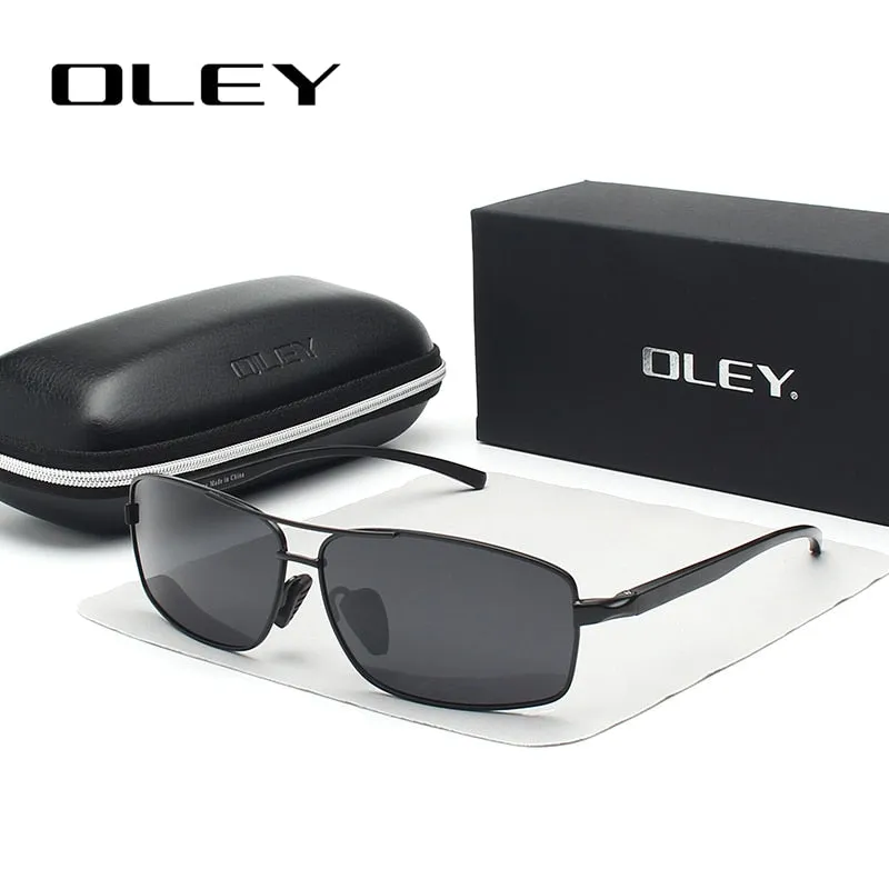 Oley Men Polarized Sunglasses Aluminum Magnesium Driving Glasses Rectangle Shades Y1347