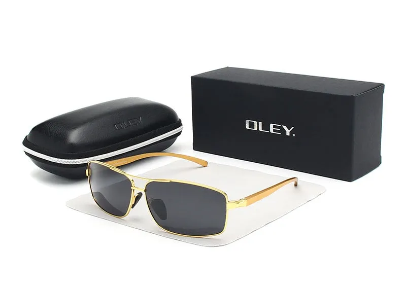 Oley Men Polarized Sunglasses Aluminum Magnesium Driving Glasses Rectangle Shades Y1347