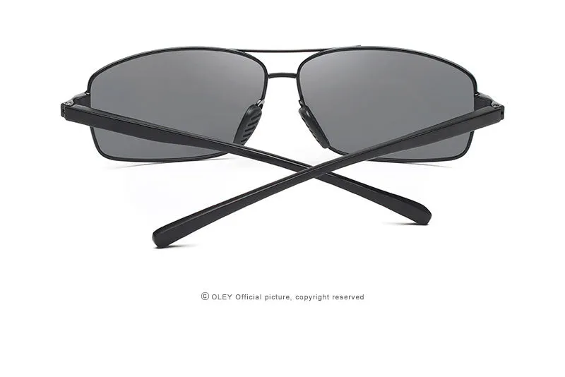 Oley Men Polarized Sunglasses Aluminum Magnesium Driving Glasses Rectangle Shades Y1347