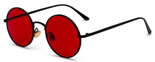 Peekaboo Gold Round Metal Frame Sunglasses Men Women Red Lens Yellow Pink Black