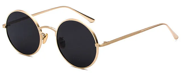 Peekaboo Gold Round Metal Frame Sunglasses Men Women Red Lens Yellow Pink Black