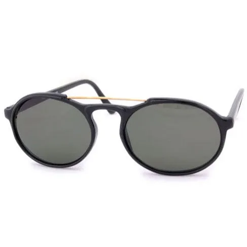 PENCE Black 70s Oval Aviator Sunglasses