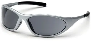 Pyramex Zone 2 Safety Glasses with Silver Frame and Gray Lens