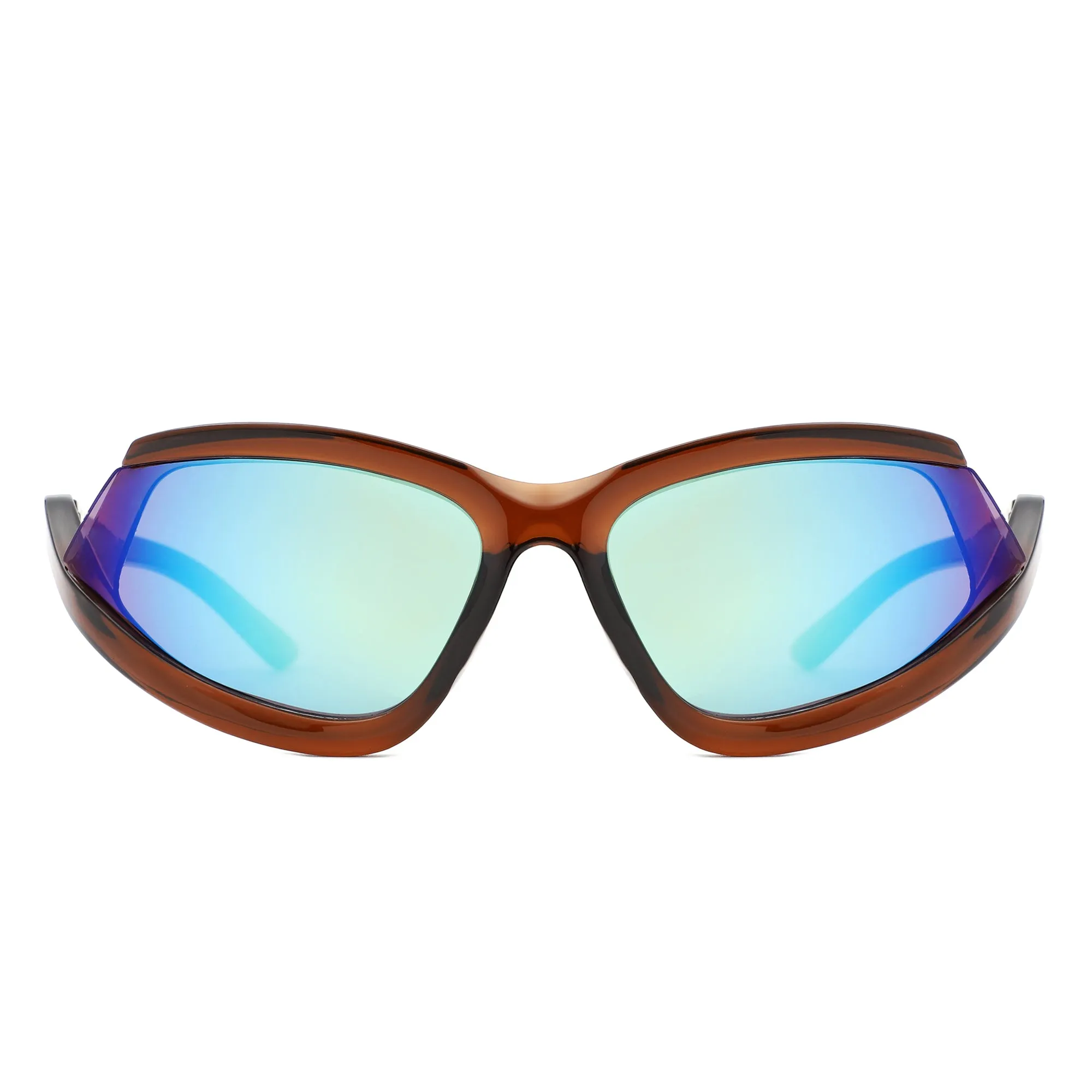 Quanta - Sporty Geometric Rectangle Wrap-Around  Sunglasses