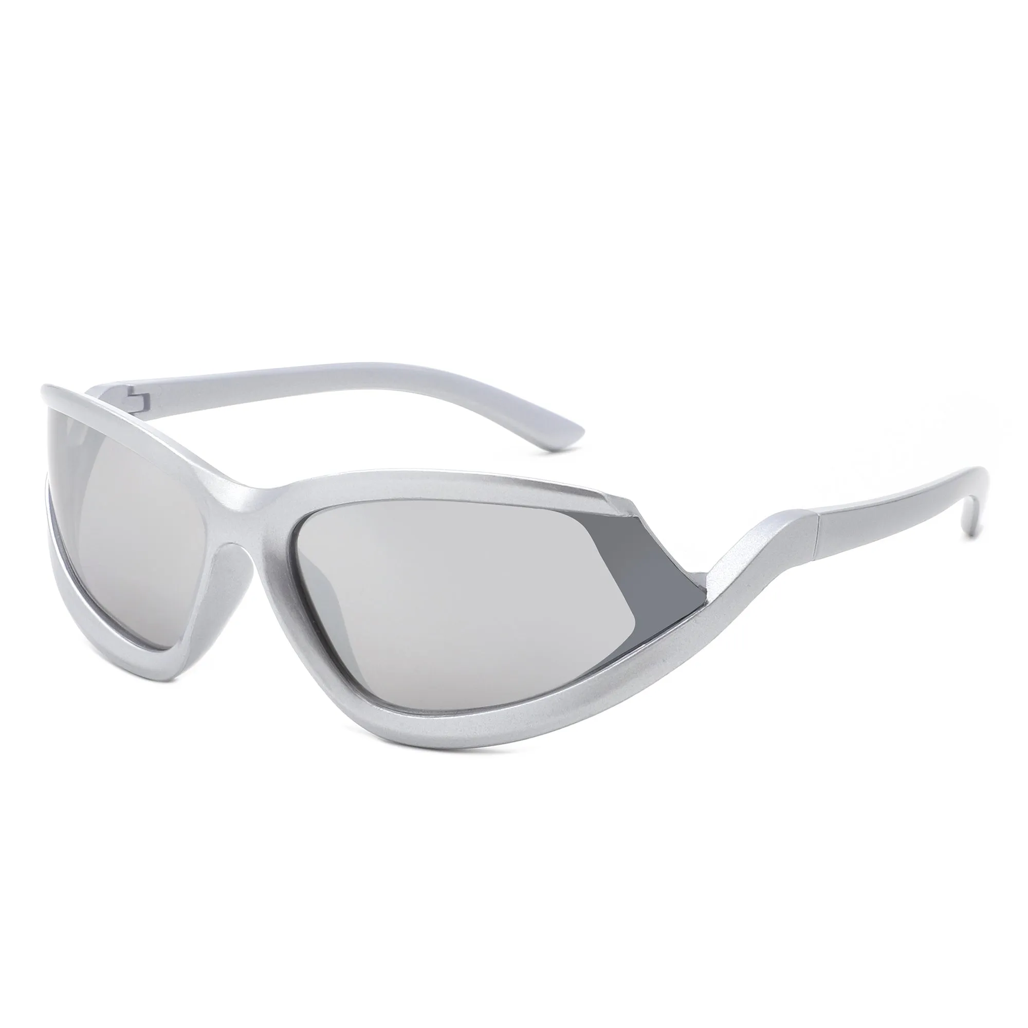 Quanta - Sporty Geometric Rectangle Wrap-Around  Sunglasses