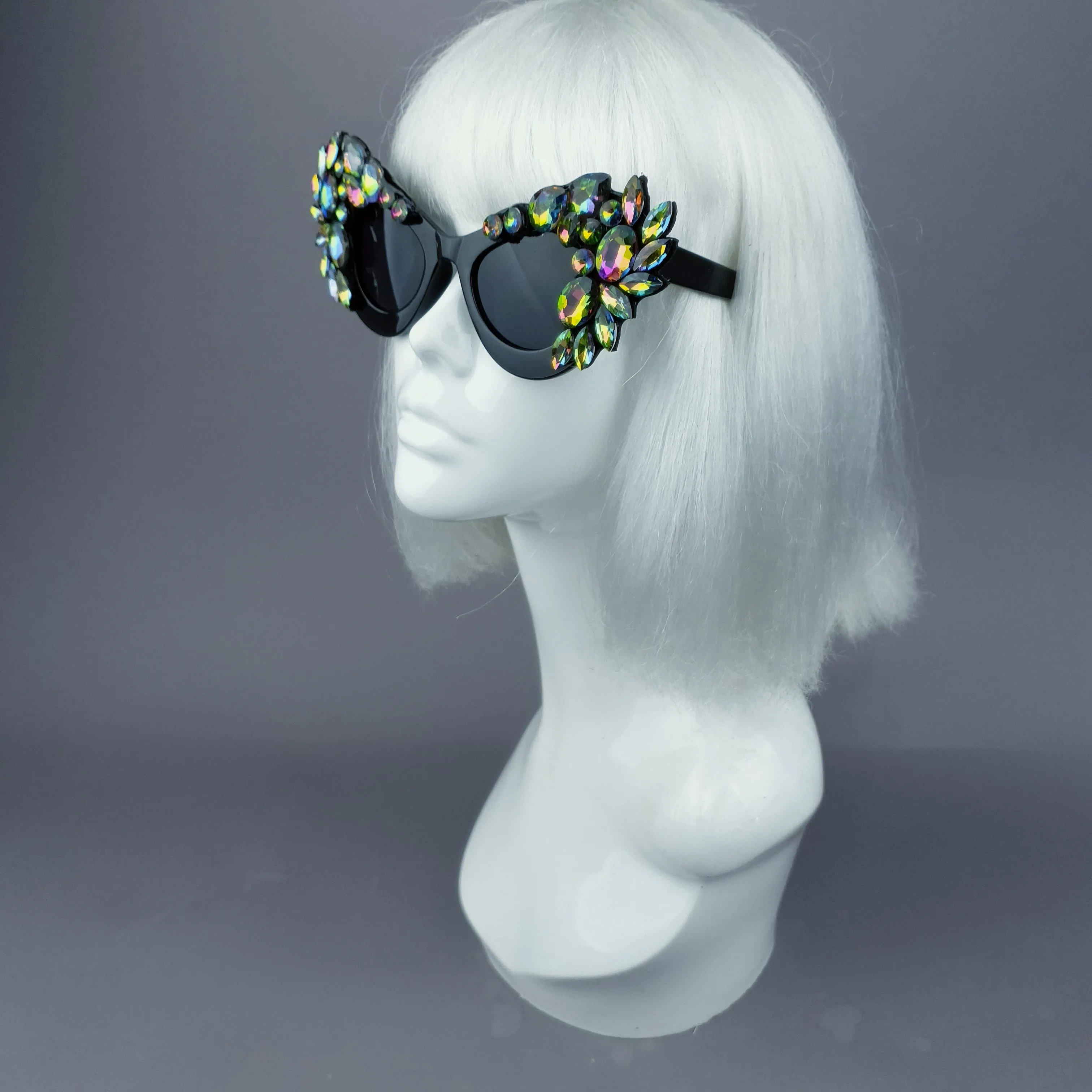 "Esmaralda" Iridescent Jewel Cats Eye Sunglasses