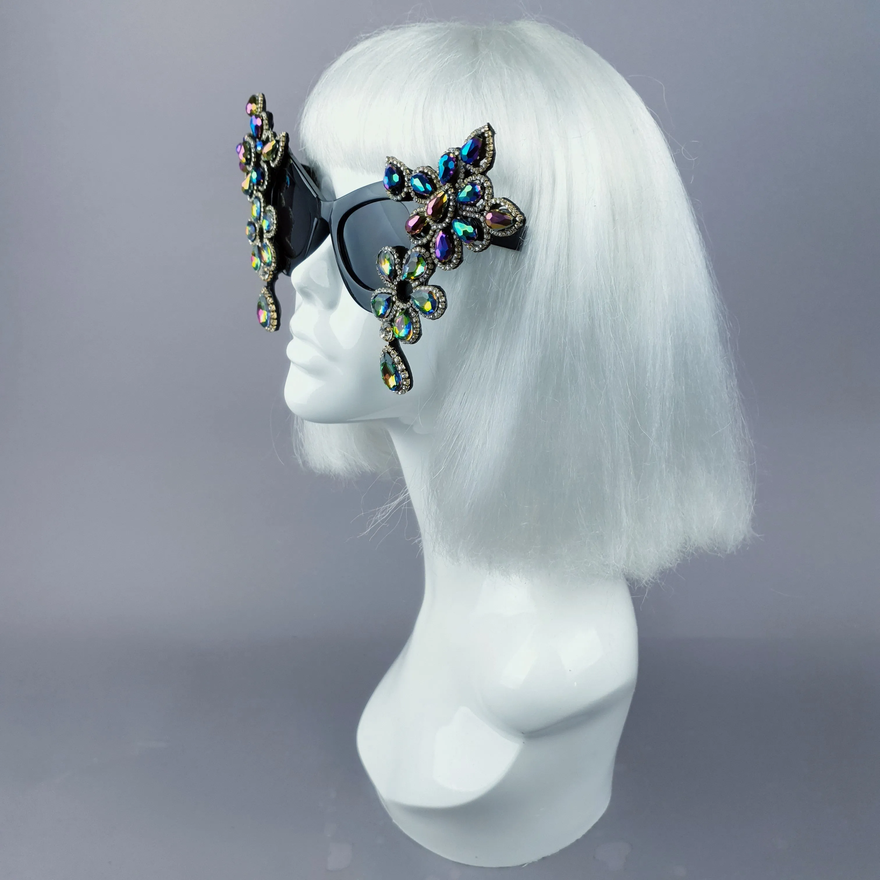 "Exxtra" Iridescent Diamante Jewel Cats Eye Sunglasses