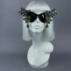 "Exxtra" Iridescent Diamante Jewel Cats Eye Sunglasses