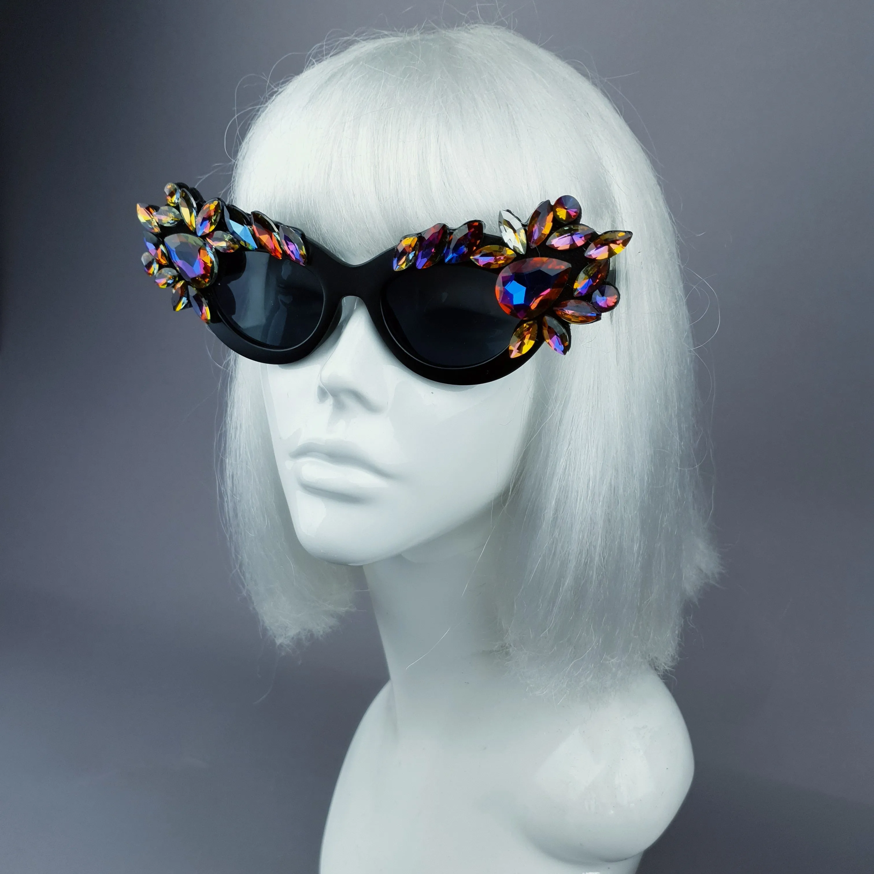 "Safira" Iridescent Jewel Cats Eye Sunglasses