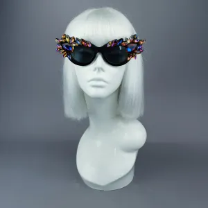 "Safira" Iridescent Jewel Cats Eye Sunglasses