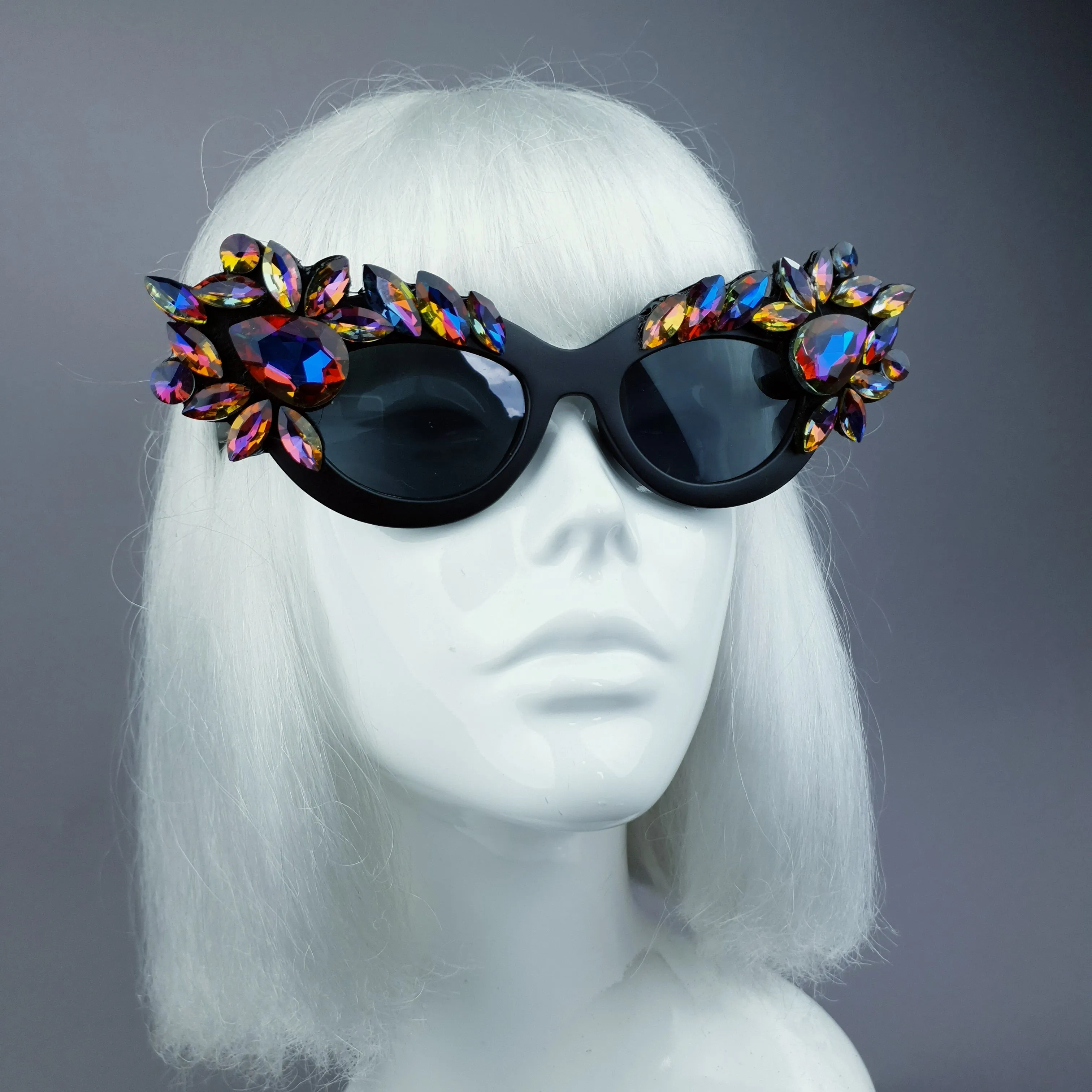 "Safira" Iridescent Jewel Cats Eye Sunglasses