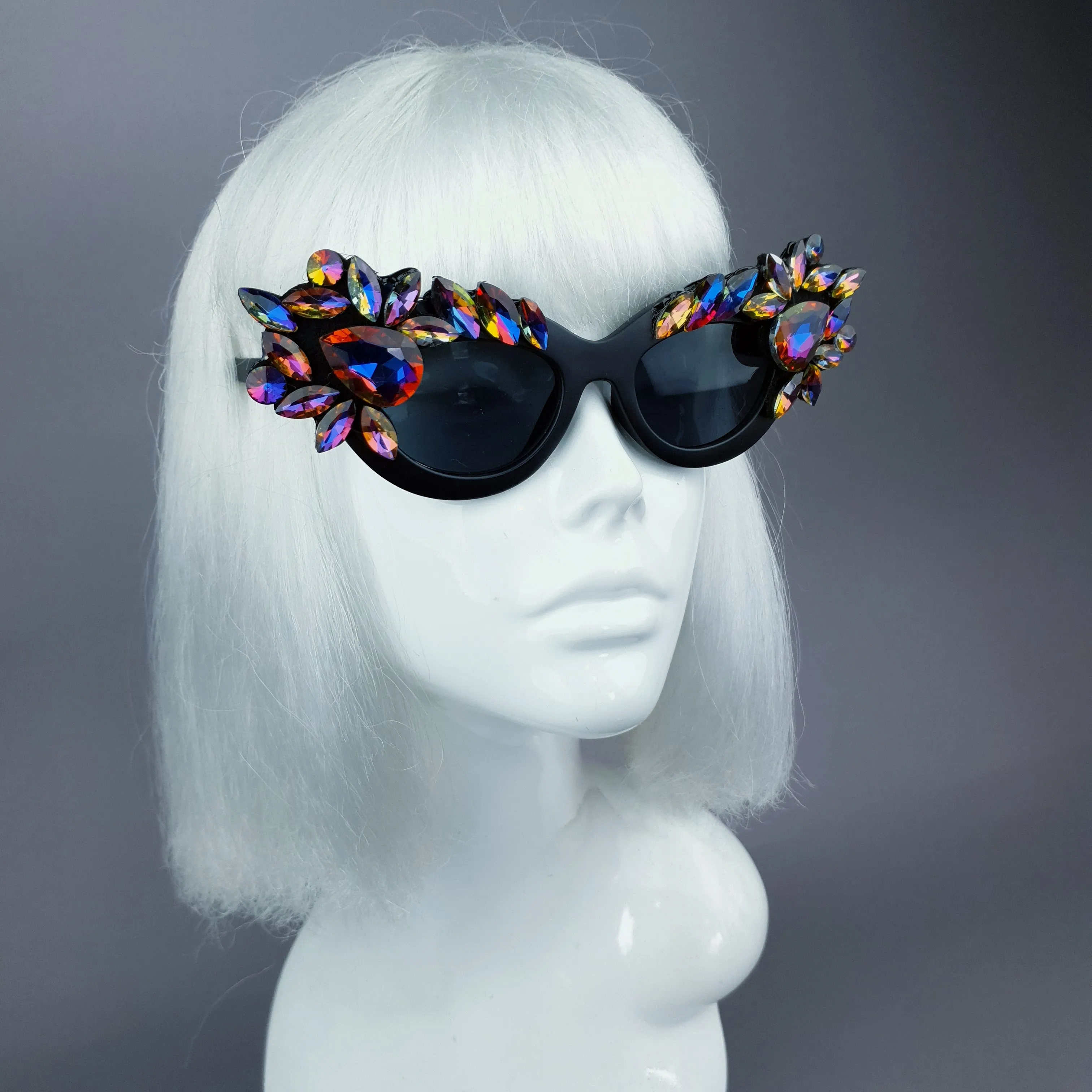 "Safira" Iridescent Jewel Cats Eye Sunglasses