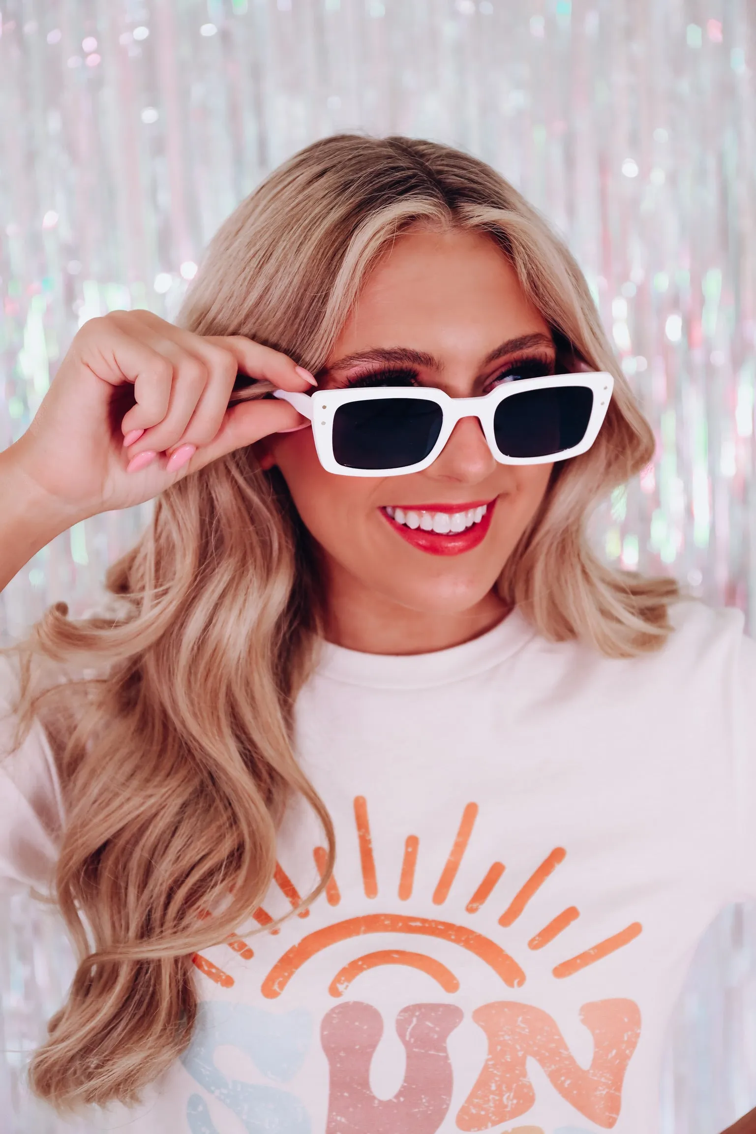 Rectangle Retro Fashion Sunglasses - White