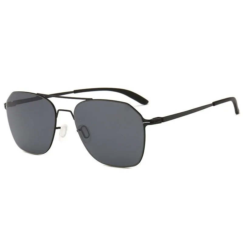 Reven Jate Men's Full Rim Square Double Bridge Alloy Polarized Sunglasses 7704