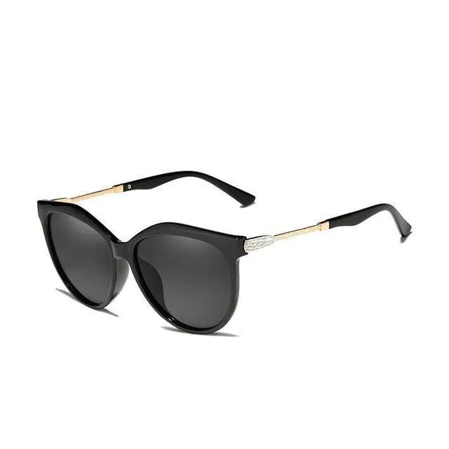 Rhinestone Cat Eye Gradient Lens Polarized Women's Sunglasses