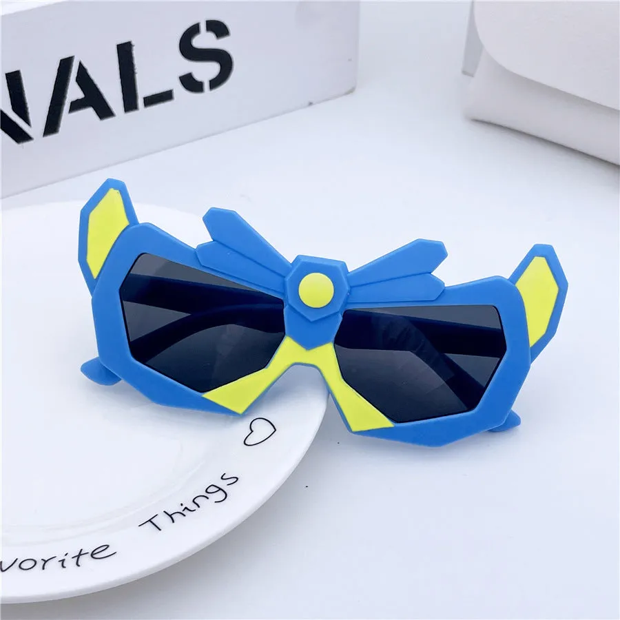 Robot children's sunglasses baby sunglasses mecha car robot boy baby style sunglasses photo show