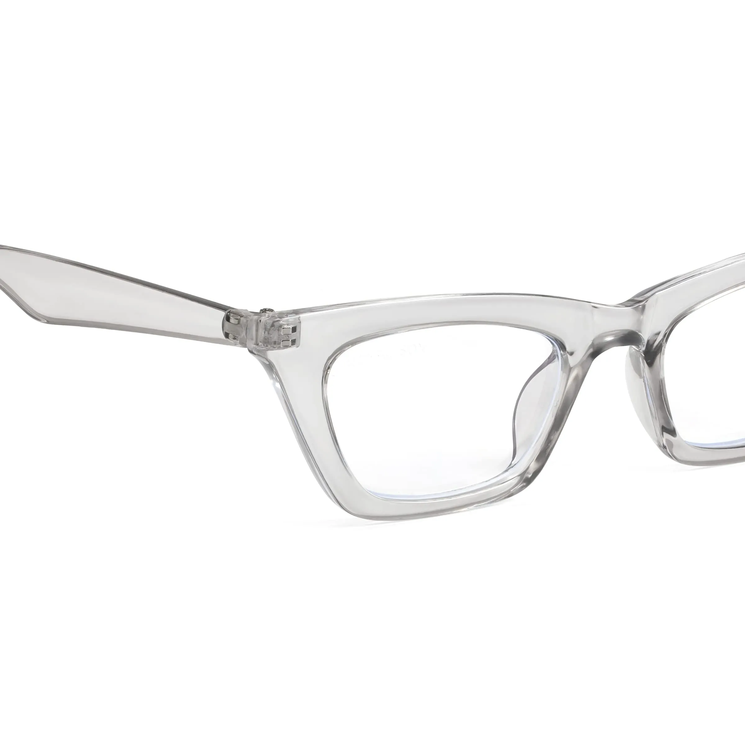 ROYAL SON Blue Ray Cut Transparent Square Cat Eye glasses for Women's Grey Frame - Clear