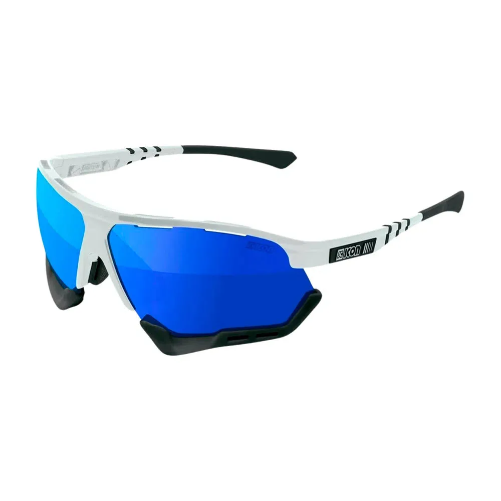 SCICON AEROCOMFORT XL WHITE Sunglasses - MULTIMIRROR BLUE LENSES