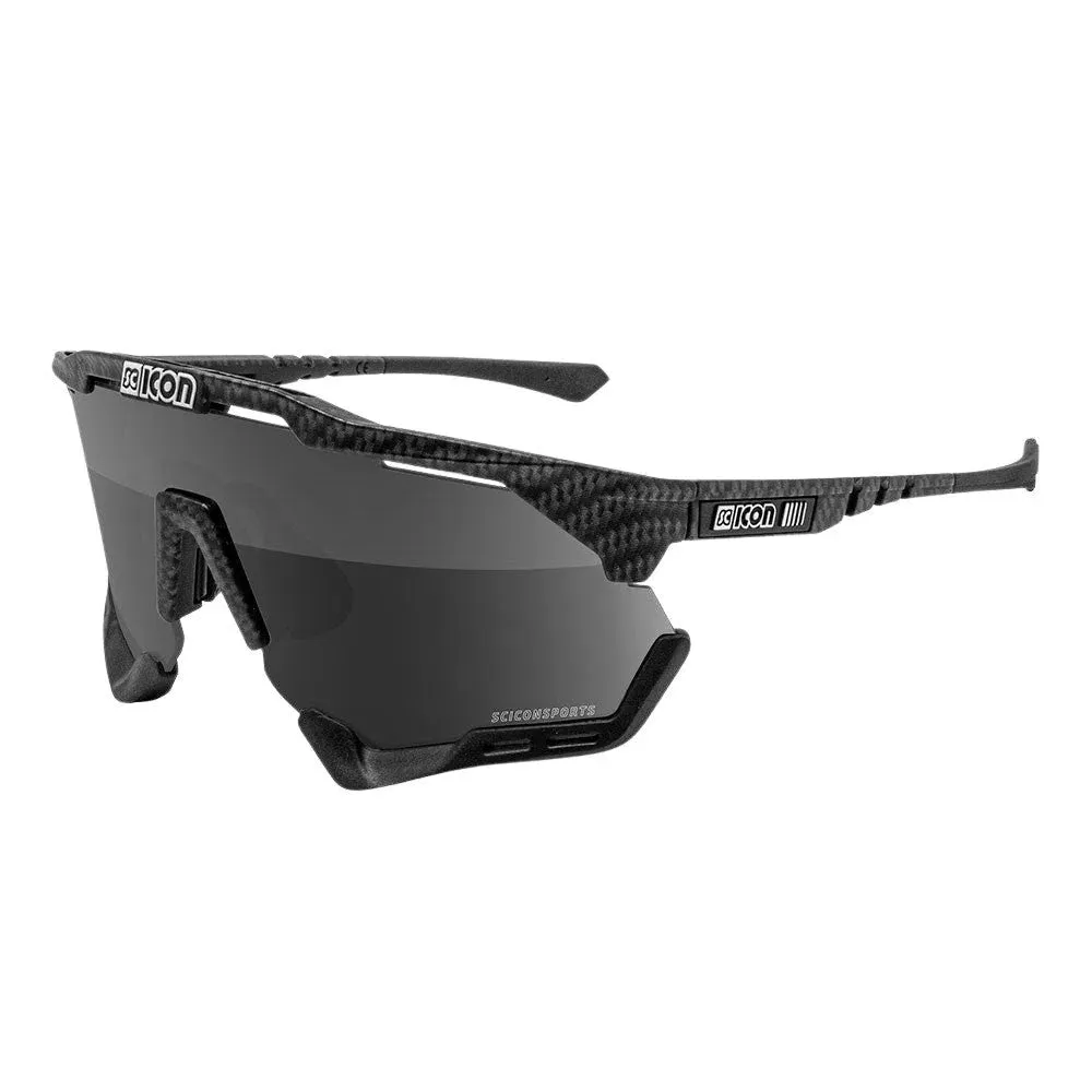 SCICON AEROSHADE XL CARBON MATT Sunglasses - MULTIMIRROR SILVER LENSES