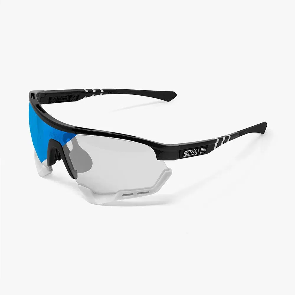 SCICON AEROTECH BLACK GLOSS Sunglasses - PHOTOCHROMIC BLUE LENS