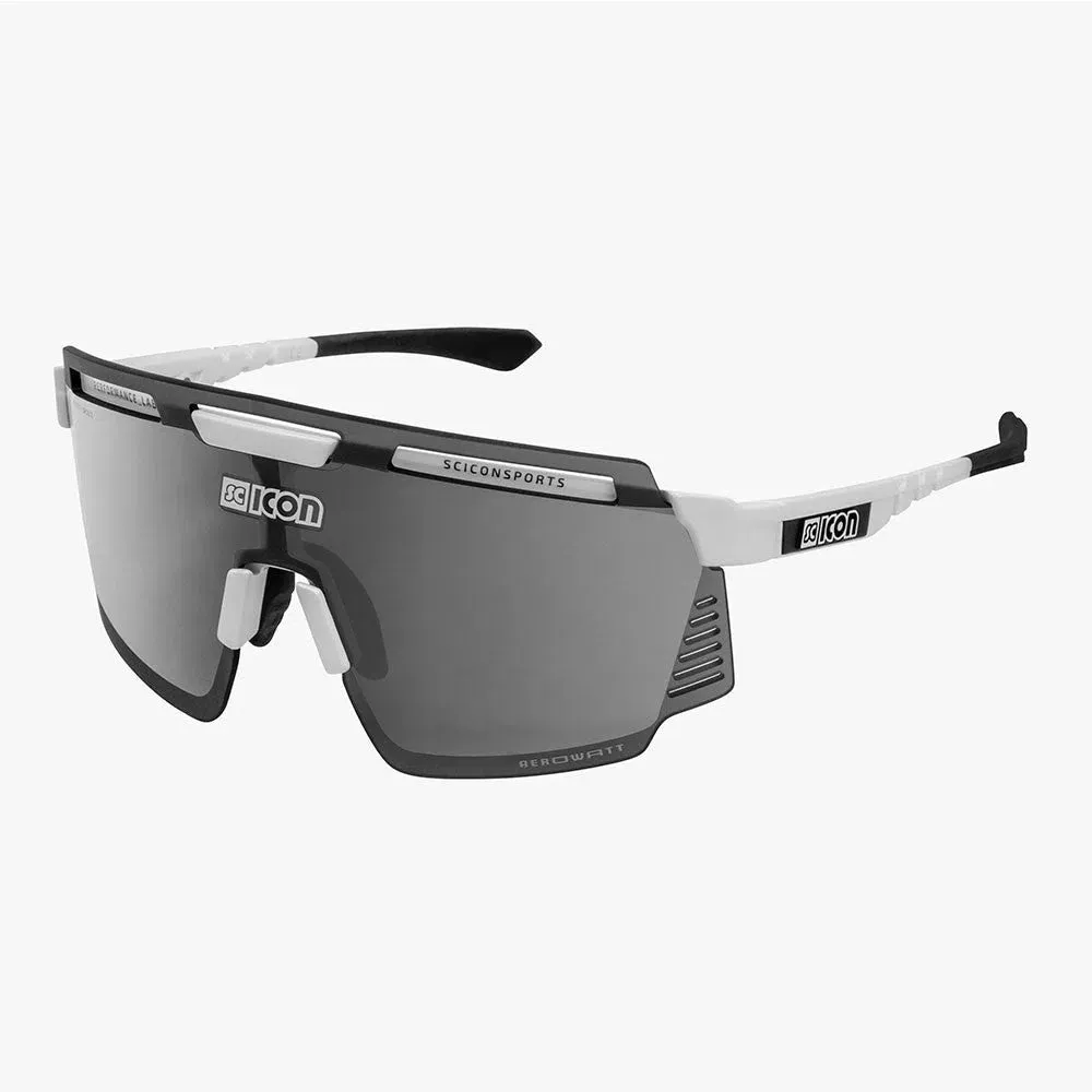 SCICON AEROWATT WHITE GLOSS Sunglasses - MULTIMIRROR SILVER LENSES