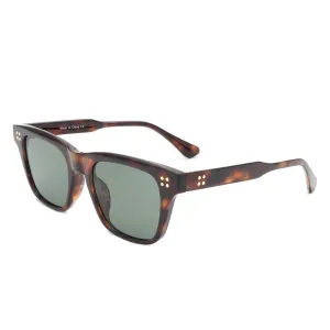 Shimmer - Classic Square Tinted Flat Top Horn-Rimmed Sunglasses