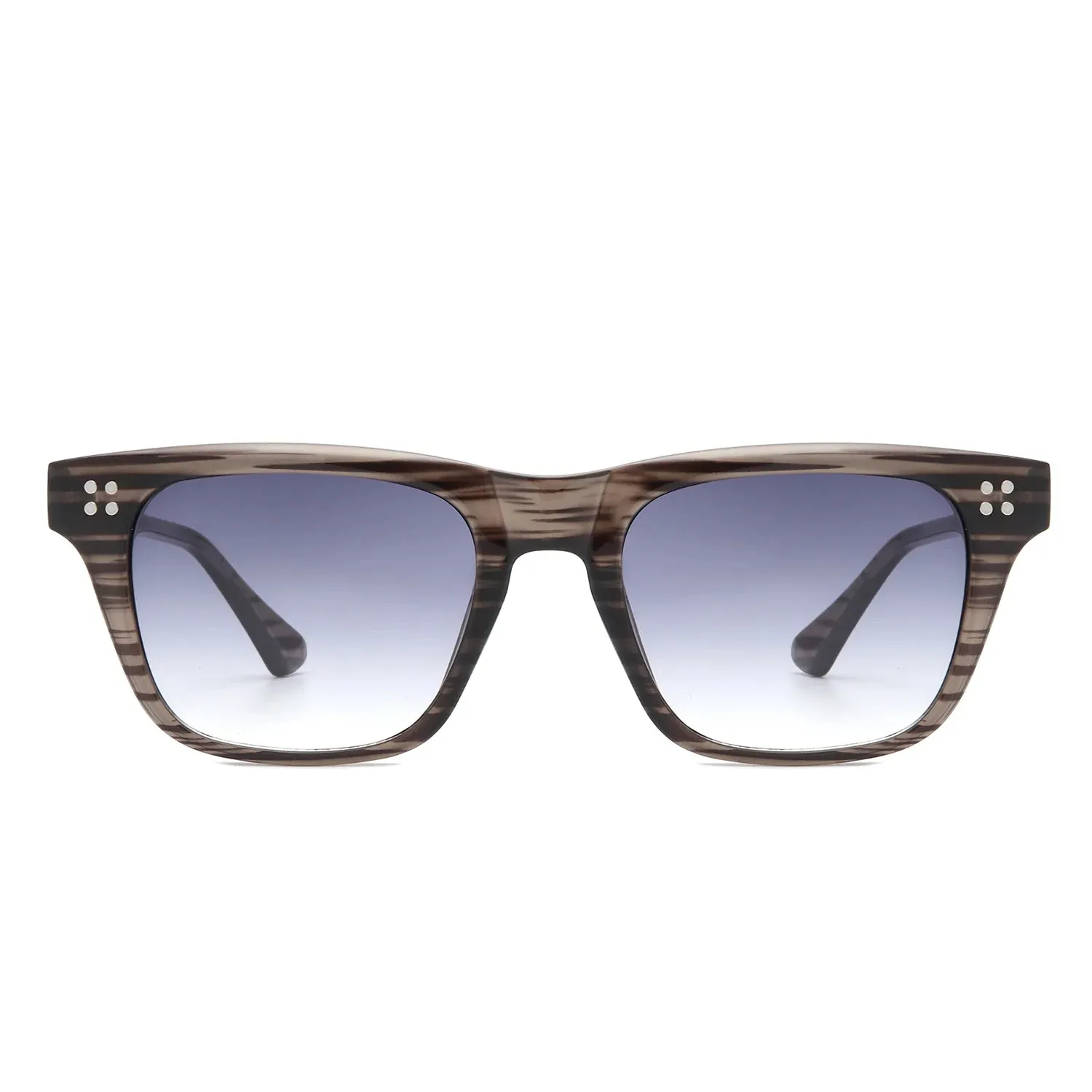 Shimmer - Classic Square Tinted Flat Top Horn-Rimmed Sunglasses