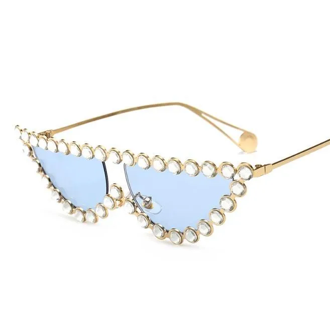 Shiny Elegant Metallic Frame Diamond Sunglasses