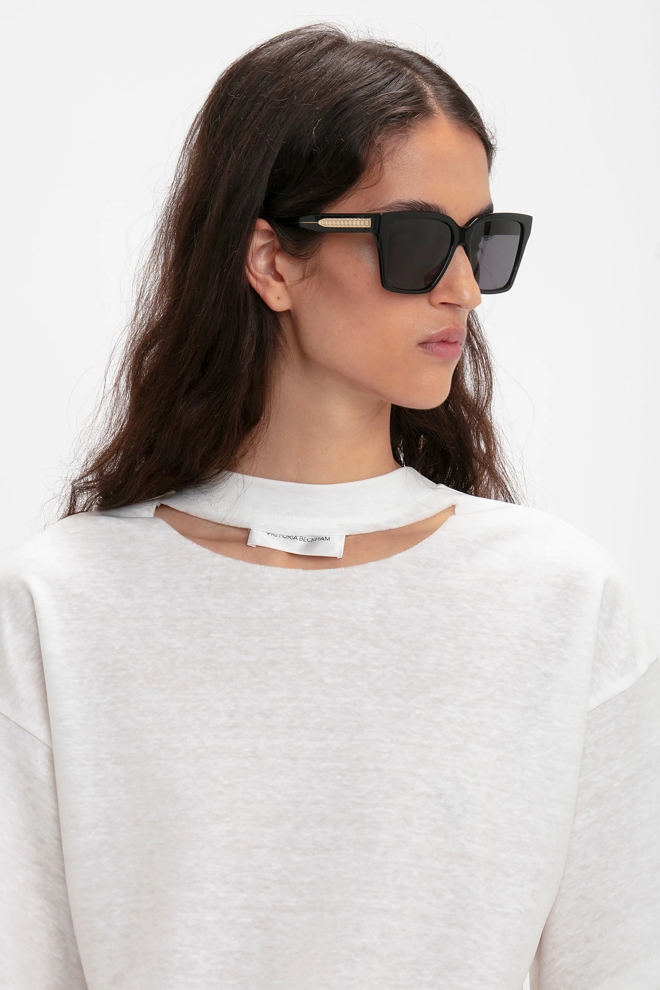 Soft Square Frame Sunglasses In Black