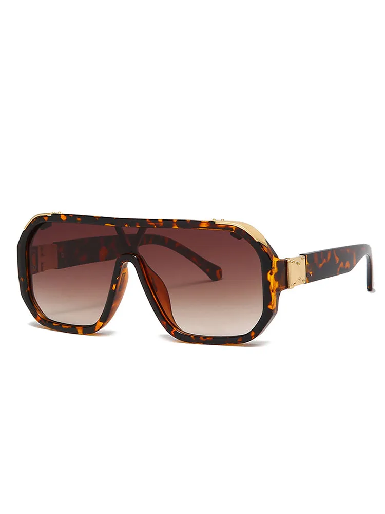 Square Frame UV400 Leopard Fashion Sunglasses