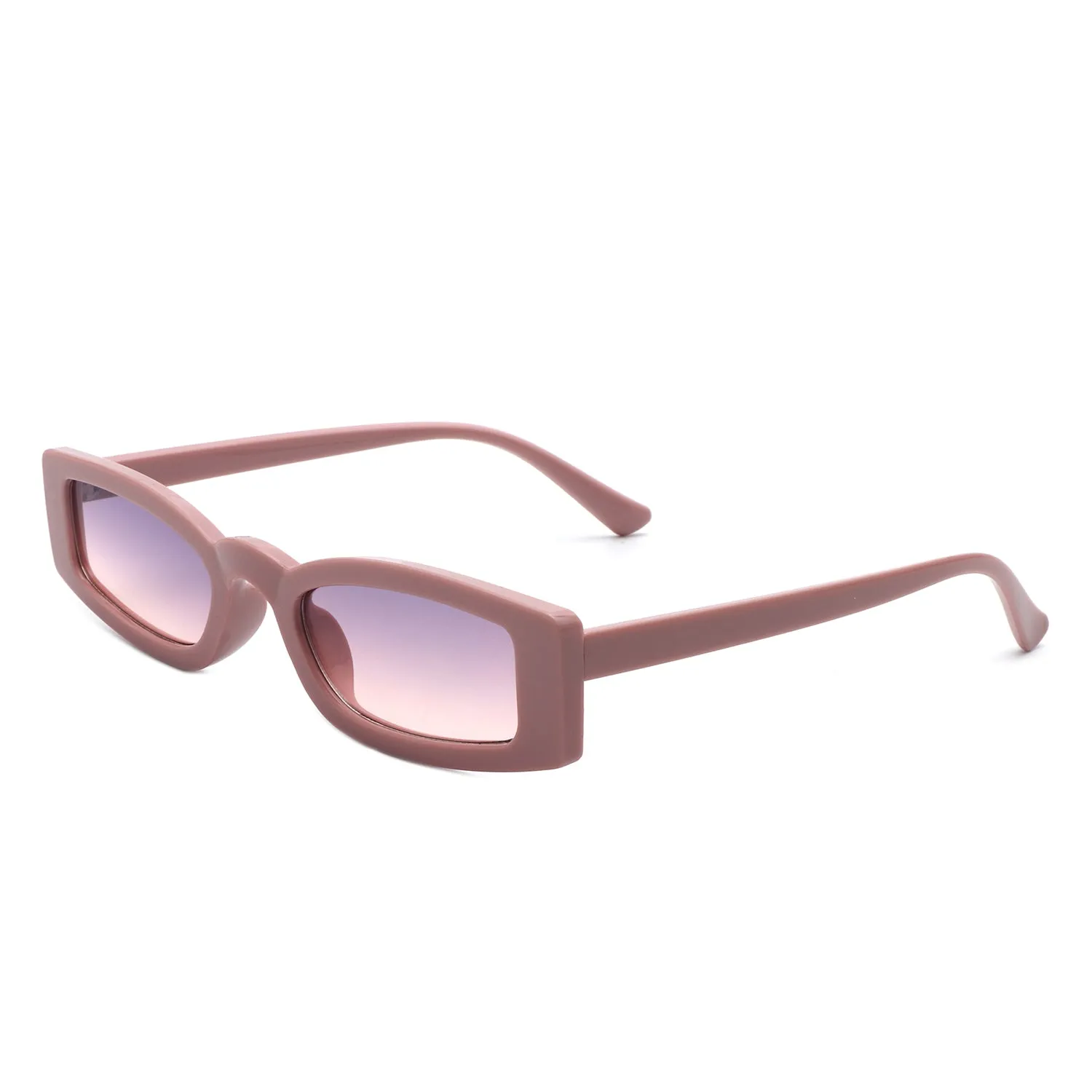 Starzest - Retro Rectangle Slim Tinted Square Narrow Sunglasses