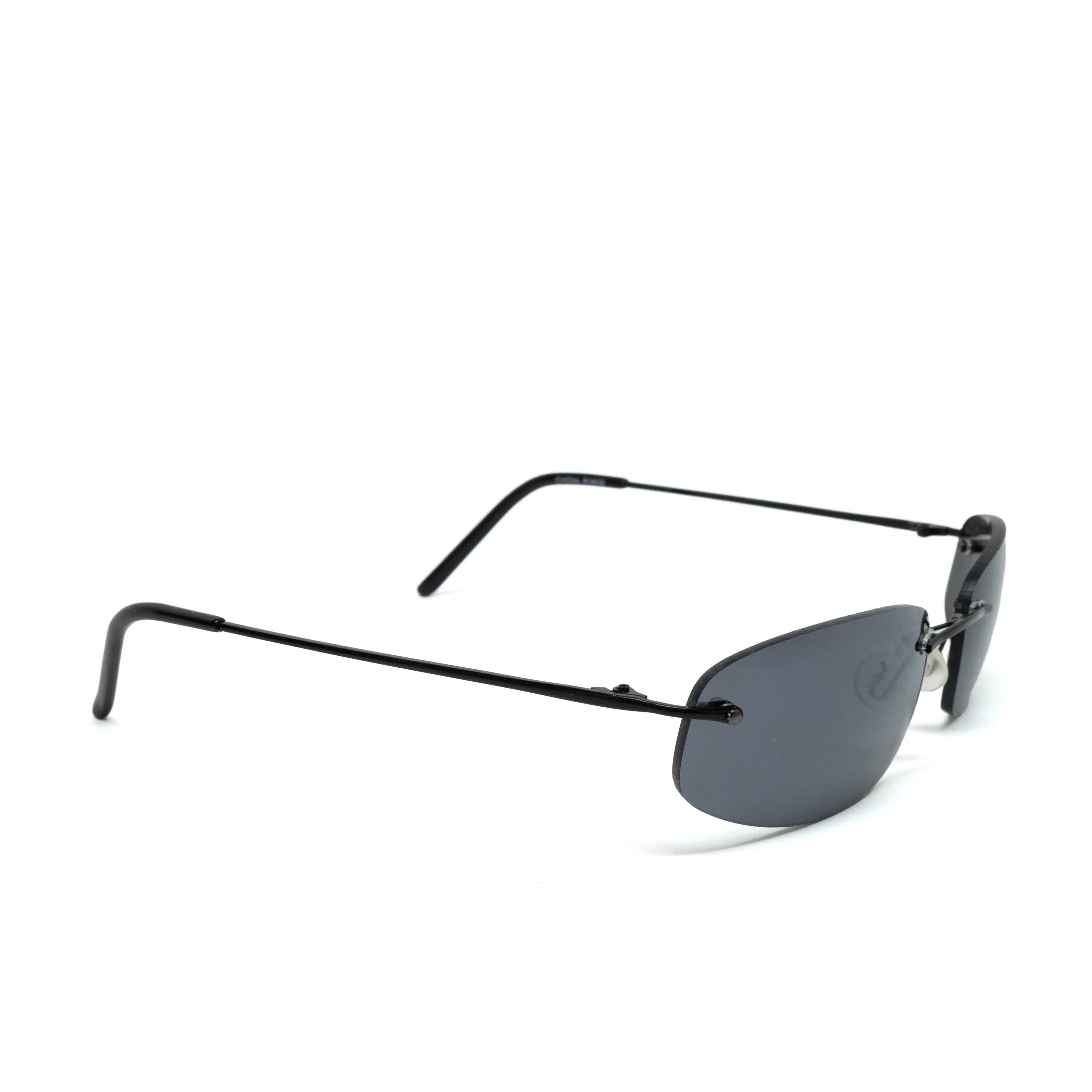 //Style 3809/// Deluxe Vintage Y2k Rimless Black Frame Sunglasses - Grey