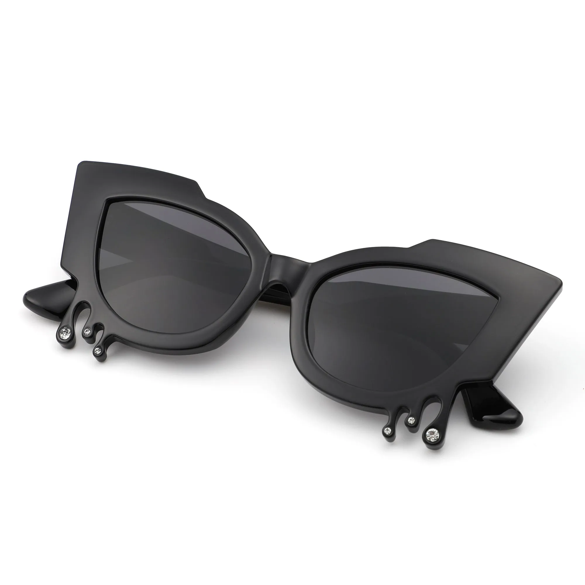 Surge - Irregular Cat Eye Rhinestone Drip Women's Fashion Sunglasses