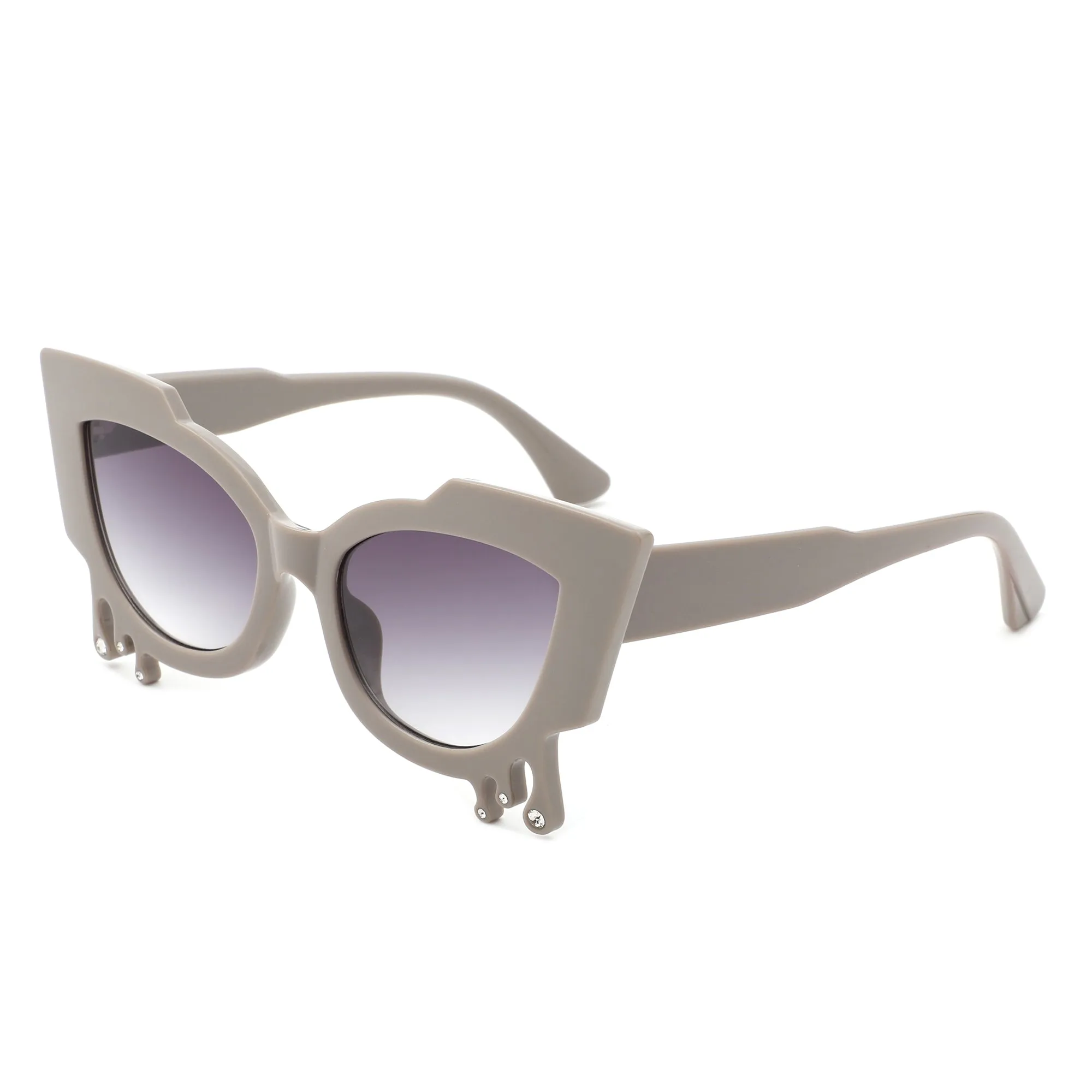 Surge - Irregular Cat Eye Rhinestone Drip Women's Fashion Sunglasses