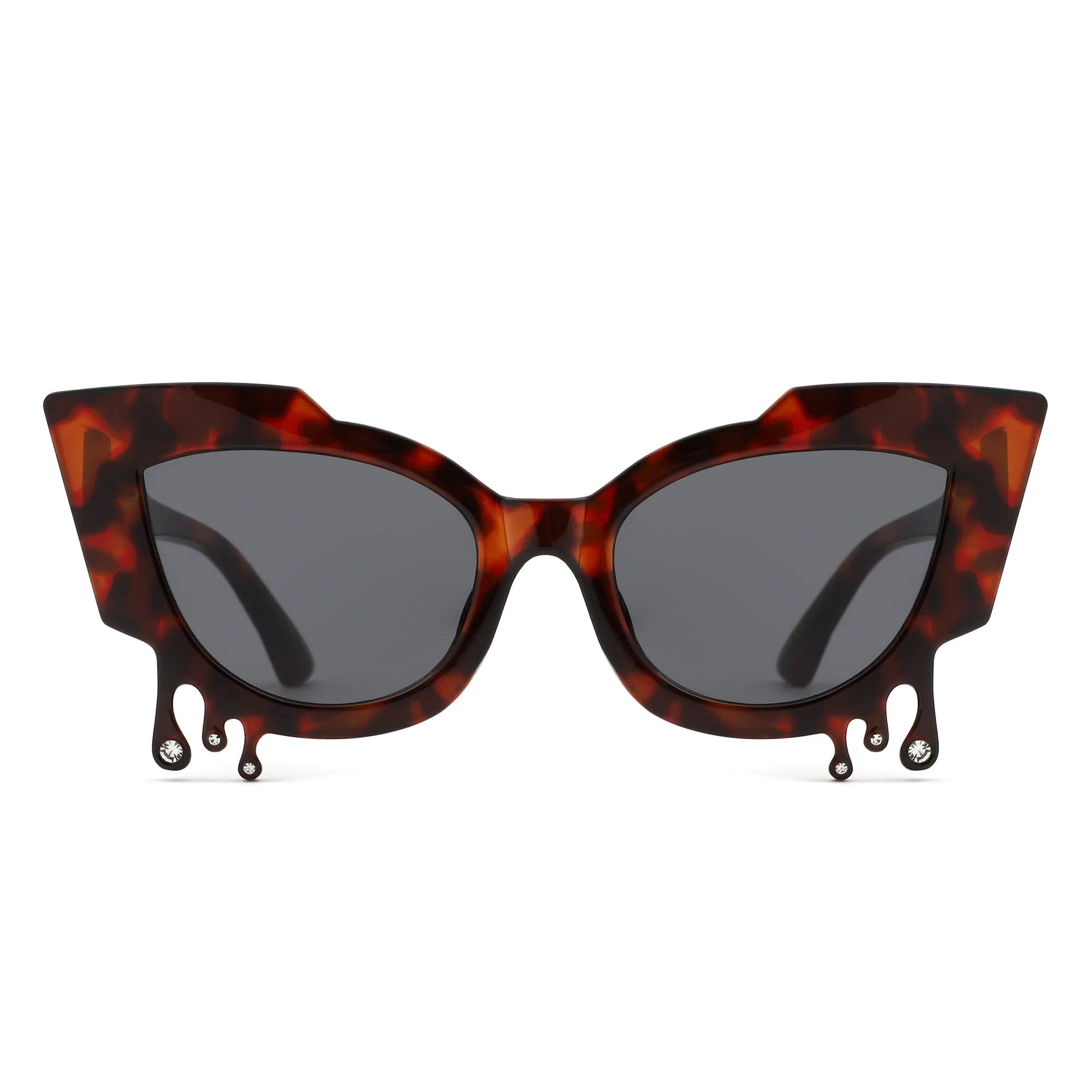 Surge - Irregular Cat Eye Rhinestone Drip Women's Fashion Sunglasses