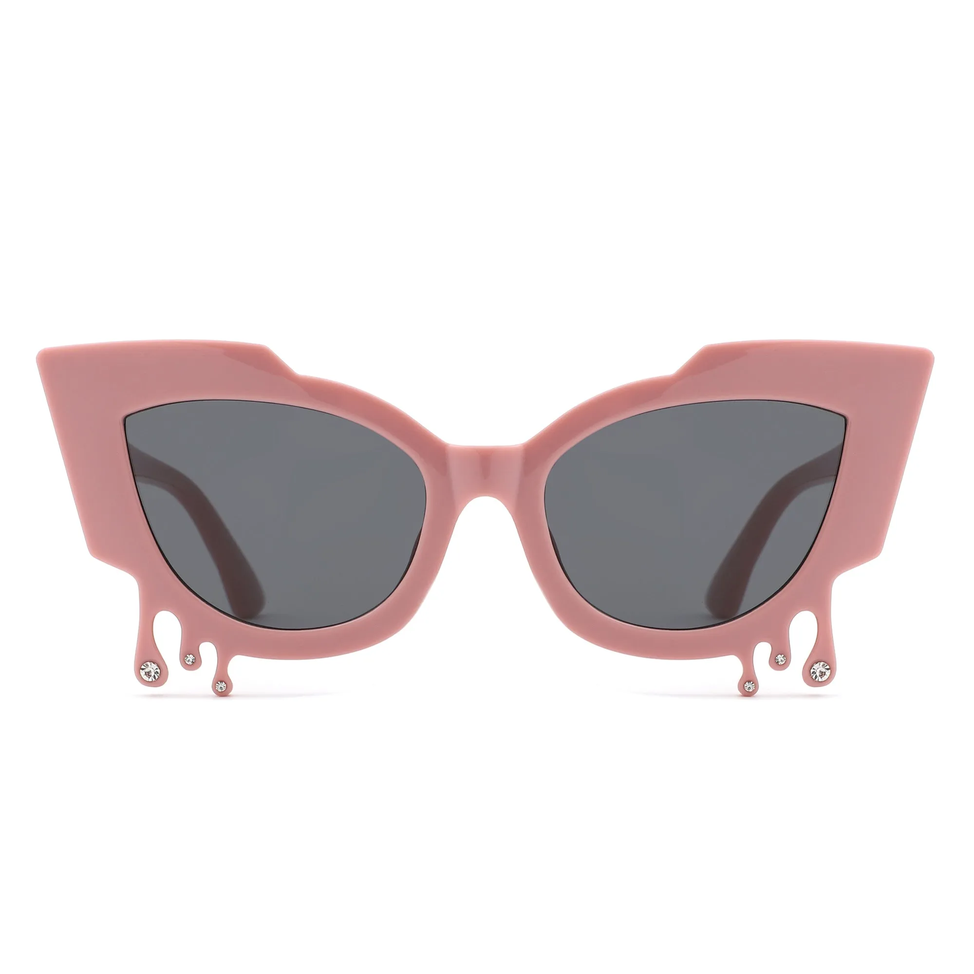 Surge - Irregular Cat Eye Rhinestone Drip Women's Fashion Sunglasses