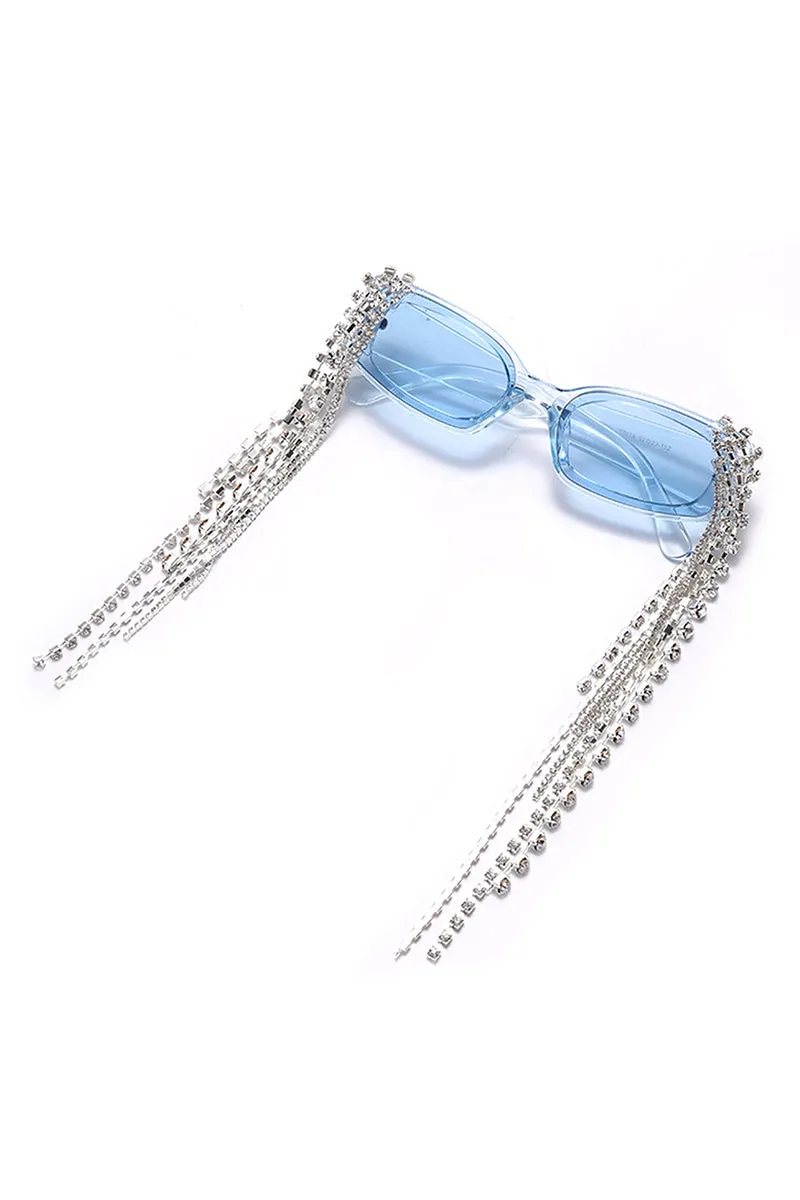 Thyria - Modern Luxury Rhinestone Chi Rectangle Women's Sunglasses