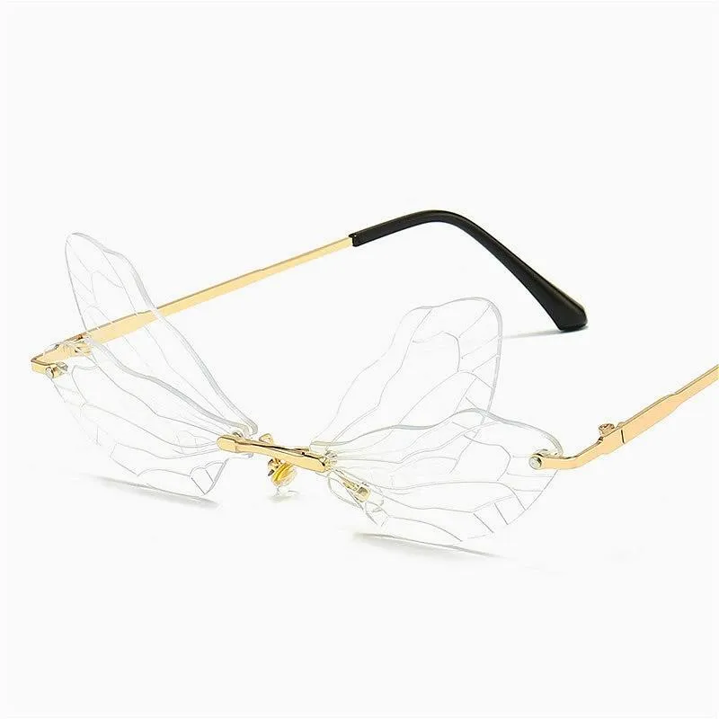 Unisex Vintage Dragonfly Frameless Gradient Clear Lens Sunglasses