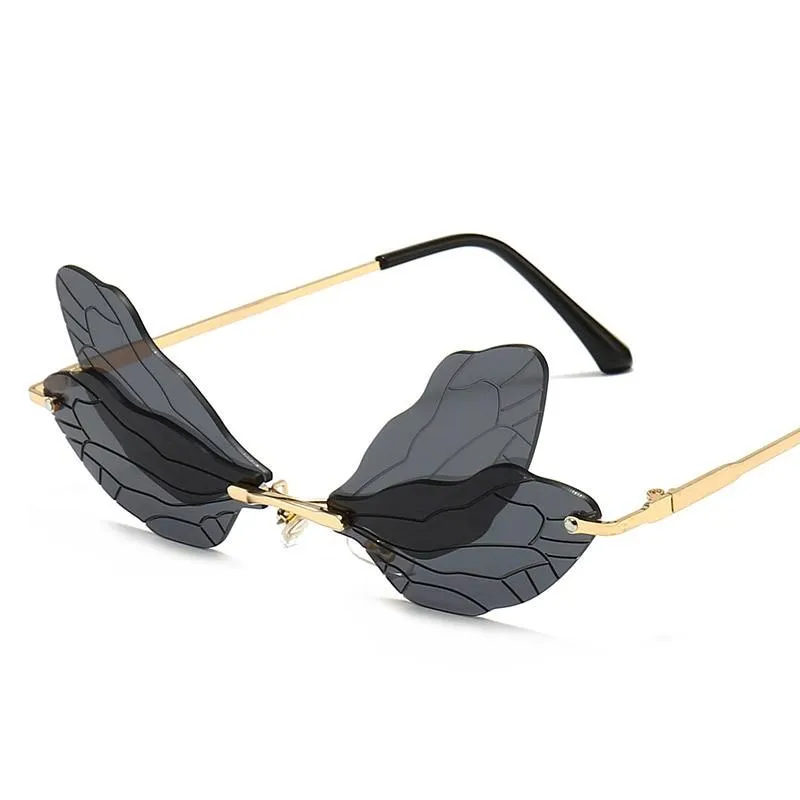 Unisex Vintage Dragonfly Frameless Gradient Clear Lens Sunglasses