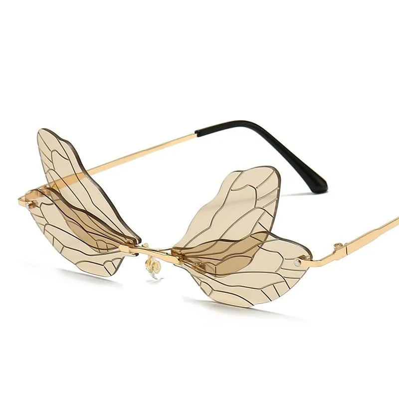 Unisex Vintage Dragonfly Frameless Gradient Clear Lens Sunglasses