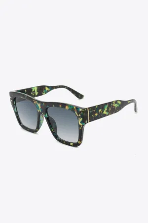 UV400 Patterned Polycarbonate Square Sunglasses