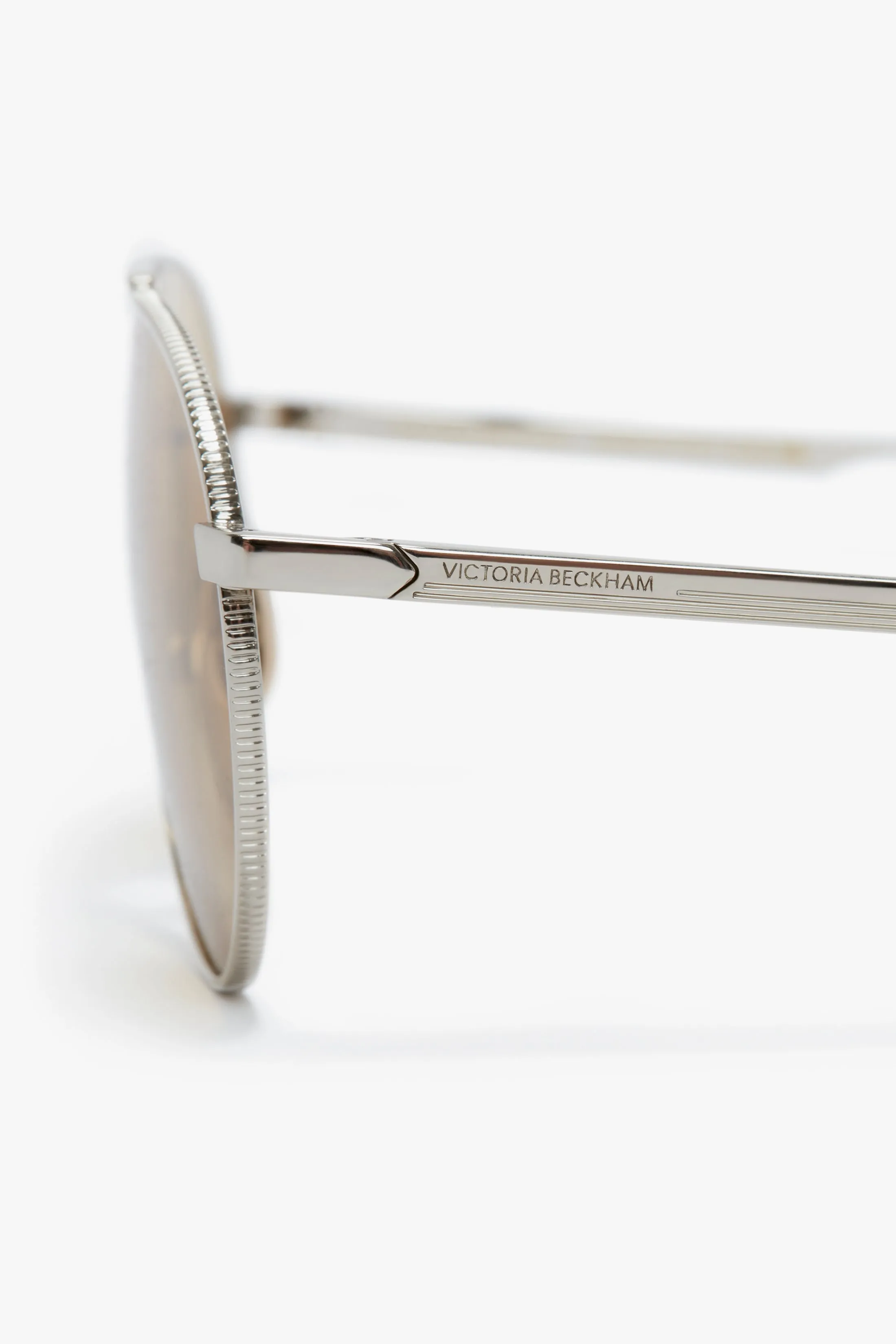 V Metal Pilot Sunglasses In Silver-Brown