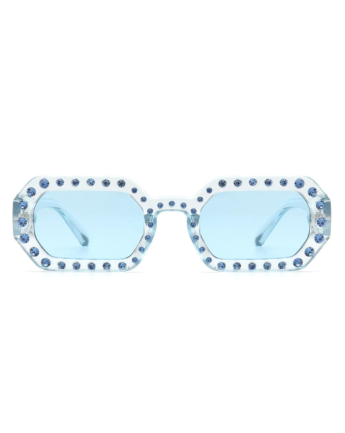 Whisp - Square Retro Rhinestone Tinted Geometric Fashion Sunglasses